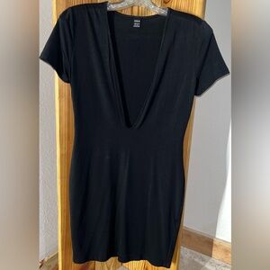 SHEIN Black Deep V-Neck Bodysuit